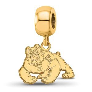 14k Gold Plated Silver California State U Fresno Sm Dangle Bead Charm